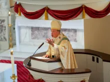 Archbishop William Lori of Baltimore delivers a homily during a Mass at the Basilica of the National Shrine of the Assumption of the Blessed Virgin Mary in Baltimore, Md., May 31, 2021.